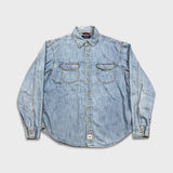 Levi's Strauss Denim Shirt Mens Large Blue Light Wash Casual Western Pearl Snap