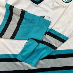 Vintage 90s CCM San Jose Sharks Jersey Mens Large White Distressed NHL Hockey