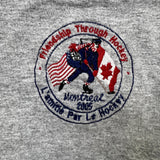 Vintage 2005 Friendship Through Hockey T Shirt Mens Large Gray USA Canada Tee