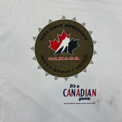 Vintage 2002 Canada Olympics T Shirt Mens XL White Gold Medalists Hockey Tee