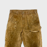 Carhartt Pants Mens 34x32 Beige Carpenter Thrashed Workwear Hammer Loop Canvas