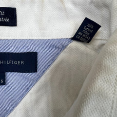Tommy Hilfiger Shirt Mens Large White Slim Fit Preppy Long Sleeve Button Up