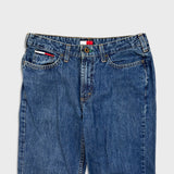 Vintage 90s Tommy Hilfiger Jeans Womens 28x32 Blue Straight Flare Leg Medium Wash Denim Pants