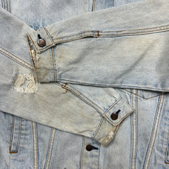 Vintage 90s Hard Rock Cafe Denim Jacket Mens Small Blue Save The Planet Orlando Distressed Trucker