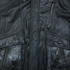 Vintage 90s Sears Leather Jacket Mens XL Black Full Zip Flight A-2 G-1 Bomber