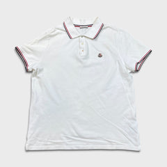 Moncler Maglia Polo Shirt Manica Corta Mens Small White Pique Short Sleeve