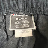 Champion Velour Pants Mens XL Black Script Taper Leg Side Tape Lounge Sweatpants