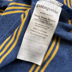 Patagonia Pocket T Shirt Mens Medium Blue Striped Lightweight Short Sleeve Tee