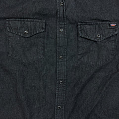 Dickies Denim Shirt Mens Large Black Dark Wash Casual Workwear Button Up