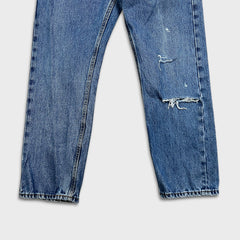 Levi's 505 Jeans Mens 34x30 Blue Regular Fit Straight Leg Distressed Medium Wash Denim Pants