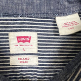 Levi's Long Sleeve Worker Shirt Mens Large Blue Washington Stripe Relaxed Denim