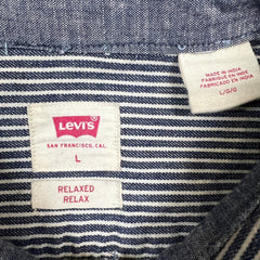 Levi's Long Sleeve Worker Shirt Mens Large Blue Washington Stripe Relaxed Denim