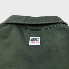 Vintage 90s Roots Athletics Sweatshirt Mens Large Green 1/4 Zip Faded Pullover