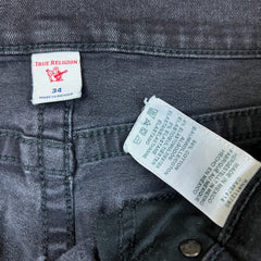 True Religion Ricky Jeans Mens 34x29 Black Relaxed Straight Leg Dark Wash Denim Pants