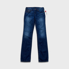 True Religion Jack Big T Jeans Womens 28x32 Blue Slim Straight Low Rise USA Denim Pants