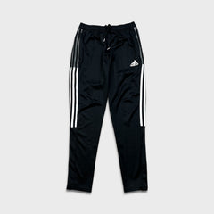 Adidas Track Pants Mens Medium Black 3 Stripe Spell Out Training Athletic Jogger