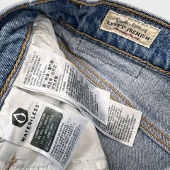Levi's 70s Style High Flare Jeans Womens Size 26 Blue Light Wash Distressed Denim Pants
