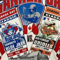 Vintage 1999 Toronto Blue Jays T Shirt Mens Large White Canada Day Classic MLB Tee