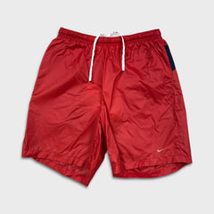 Vintage 90s Nike Sportswear Shorts Mens Large Red Swoosh Lined Pocketed Athletic Swim Trunks