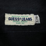 Vintage 90s Guess Jeans Denim Jacket Mens Large Black Dark Wash Trucker Western