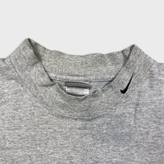 Vintage Y2K Nike Sportswear Mock Neck Shirt Mens 2XL Gray Swoosh Long Sleeve Pullover