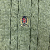 Vintage 90s Tommy Hilfiger Sweatshirt Mens Medium Green Lion Crest Knit Crewneck