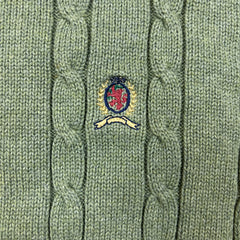 Vintage 90s Tommy Hilfiger Sweatshirt Mens Medium Green Lion Crest Knit Crewneck