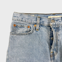 Levi's Wedgie Jeans Womens 27x28 Blue Slim Straight Fit Frayed Leg Distressed Denim Pants