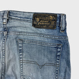 Diesel Jeans Mens 32x31 Blue Thavar Slim Skinny Light Wash Distressed Denim Pants