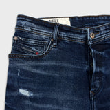 Diesel Jeans Mens 35x30 Blue Thavar Regular Slim Skinny Distressed Frayed Denim Pants