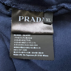 Prada Polo Shirt Mens Medium Blue Rubber Logo Contrast Tipped Faded Short Sleeve