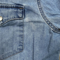 Levi's Denim Shirt Mens Medium Blue Light Wash Western Pearl Snap Button Up