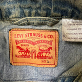 Levi's Denim Vest Mens XL Blue Light Wash Faded Distressed Jean Trucker Jacket