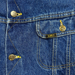 Vintage 90s Lee Storm Rider Denim Jacket Mens Large Blue Blanket Lined USA Trucker Western