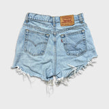Vintage 90s Levi's 521 Jeans Womens 27x4 Blue Distress Cut Off Frayed Shorts