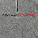 Vintage 90s Tommy Hilfiger Fleece Mens Large Gray 1/4 Zip Spell Out Athletics Jacket