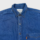 Vintage 90s Levi's Denim Shirt Mens XL Blue Orange Tab Medium Wash Button Up