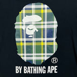 SS23 BAPE Check By Bathing Ape Tee Mens Small Black Plaid Tartan Ape Head T Shirt