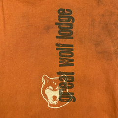 Vintage Y2K Great Wolf Lodge T Shirt Mens XL Orange Faded Animal Graphic Tee