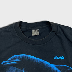 Vintage 90s Dolphin Florida T Shirt Mens Large Black USA Graphic Animal Tee