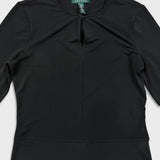 Lauren Ralph Lauren Keyhole Tunic Top Womens Small Black Long Sleeve Shirt