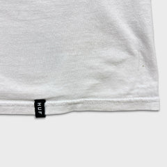HUF Box Logo T Shirt Mens XL White Distressed Short Sleeve Graphic Skate Tee