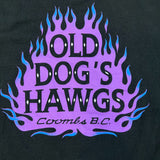 Vintage 90s Old Dogs Hawgs Coombs BC T Shirt Mens Large Black Faded Motorcycle Tee