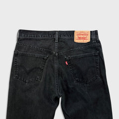 Levi's 505 Jeans Mens 32x28 Black Regular Fit Straight Leg Dark Wash Faded Denim Pants