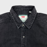 Vintage 90s Levi's Denim Shirt Mens Large Black Faded Dark Wash Button Up