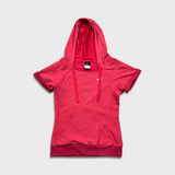 Nike Sportswear Hoodie Womens Small Red Swoosh Short Sleeve Pullover Hooded Sweater