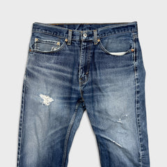 Levi's 505 Jeans Mens 34x30 Blue Regular Fit Straight Leg Distress Dark Wash Pants