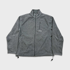 Tommy Hilfiger Fleece Mens Small Gray Spell Out Flag Full Zip Outdoor Jacket