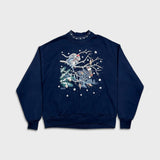 Vintage 90s Christmas Winter Sweatshirt Mens Large Blue USA Animal Pullover