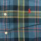 Polo Ralph Lauren Shirt Mens Medium Blue Pony Plaid Striped Preppy Button Up Long Sleeve